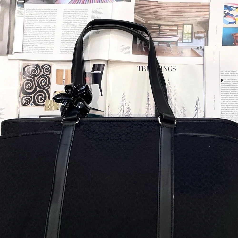 COACH Signature 2008 large black monogram canvas & leather tote bag
